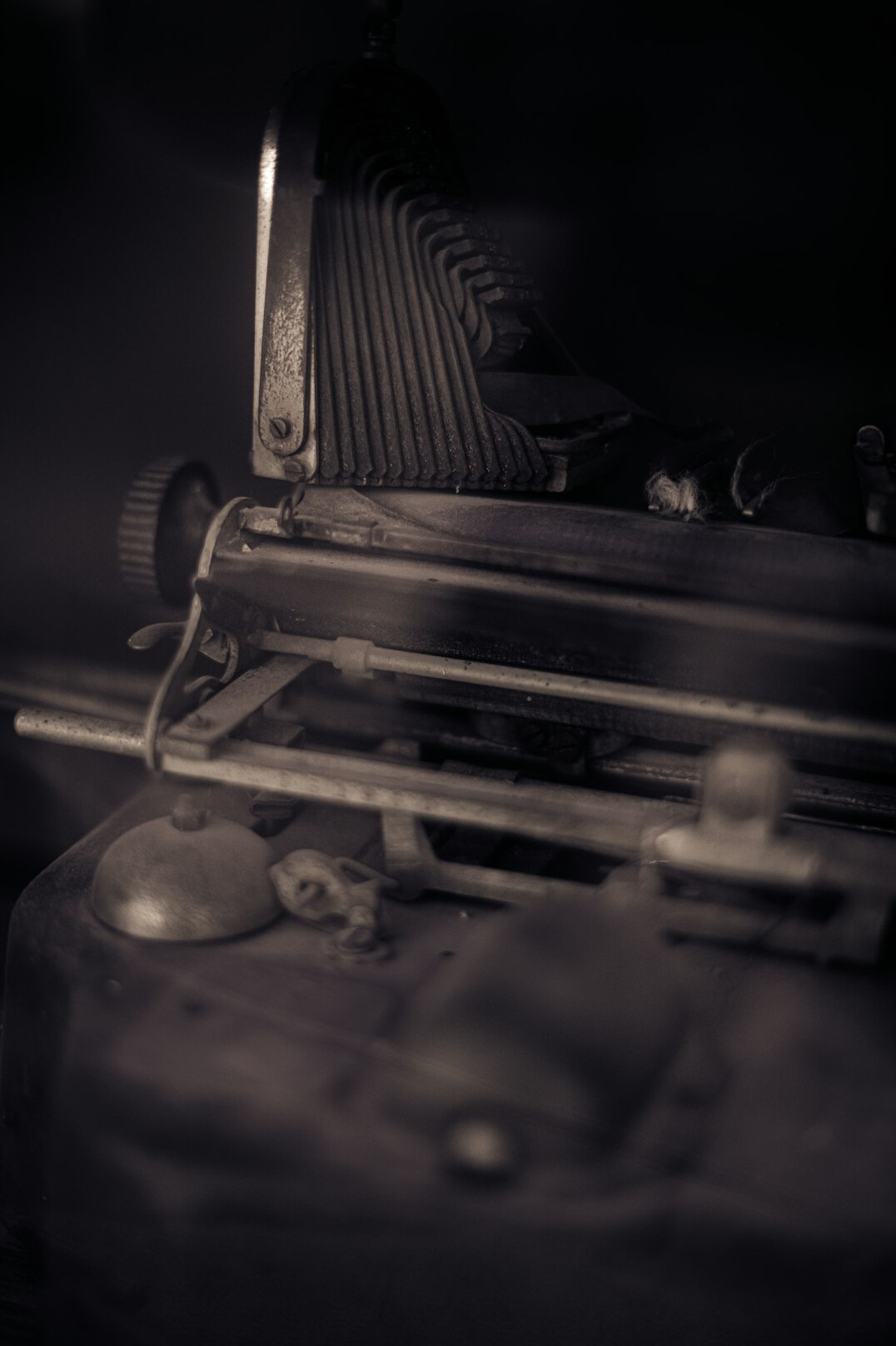 Vintage typewriter on a wooden desk