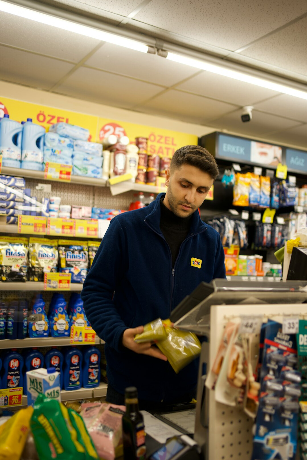 supermarket security checking receipts